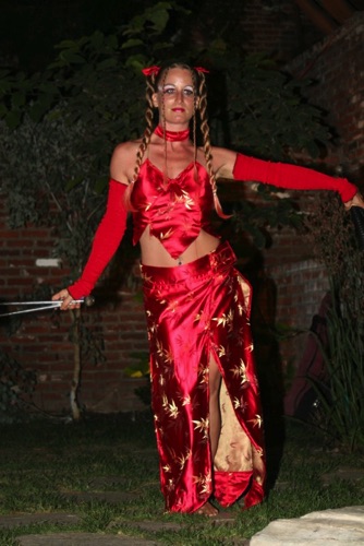 Asian Red & Gold Garden Dance